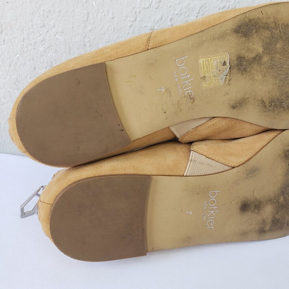 Botkier New York Womens Sz 7 Maxine Suede Tan Leather Zip Peep Toe Flats Shoes - Picture 11 of 13